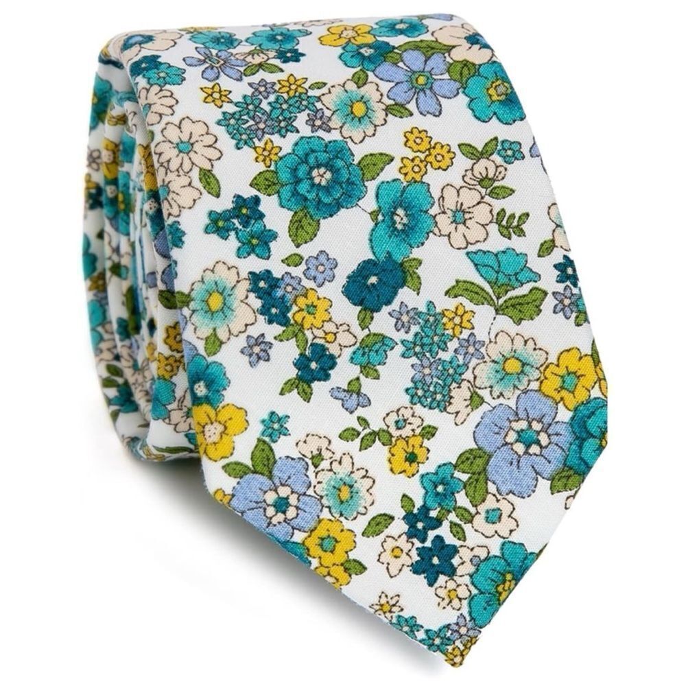 Croatta Floral Print Cotton Necktie 2.56" Skinny